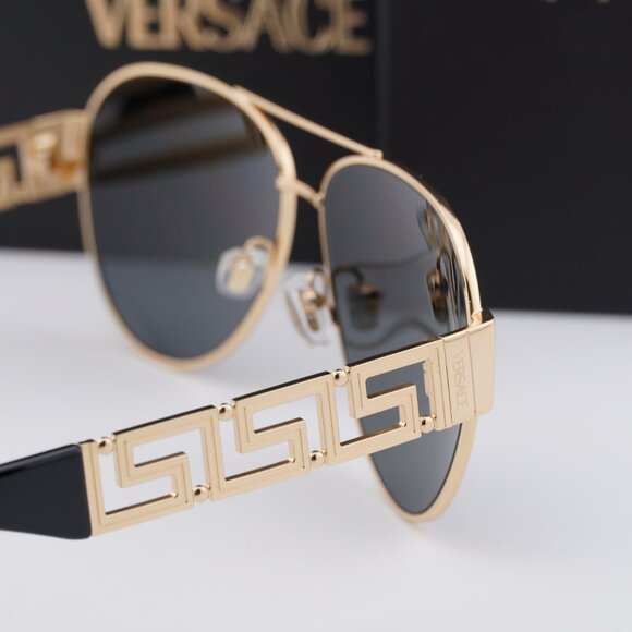 Versace VE2289 100287 Aviator Sunglasses – Gold/Dark Grey - Picture 5 of 9